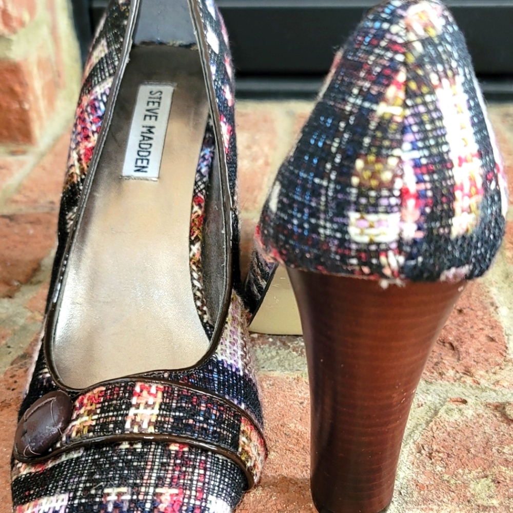 Steve Madden Tweed and Leather Shoes Size 10